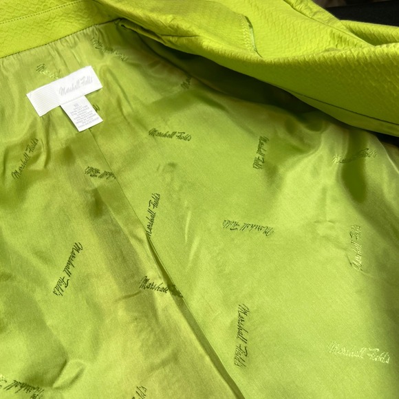 Vtg Marshall Fields Chartreuse Green Cotton Lined Blazer Jacket Women's Size 10 - Picture 3 of 10
